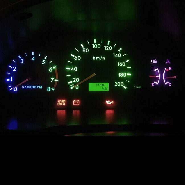Bombilla homologada ITV tablero cuadro mandos A/C relojes bombillas Control climático Coche furgoneta camión 12v Rojo Azul Amarillo Naranja Verde 